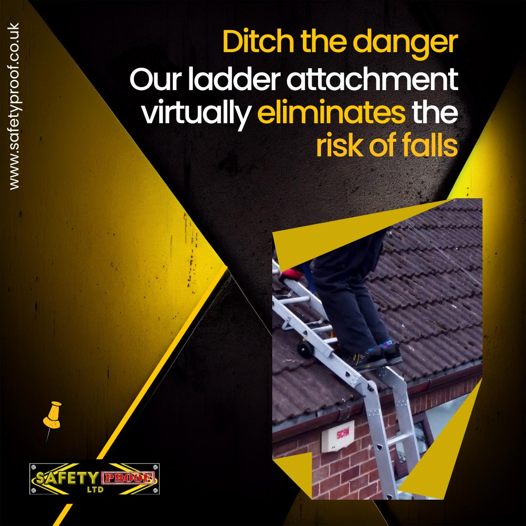 SafetyProof Ladder attachment can be fixed to any commercial ladder
